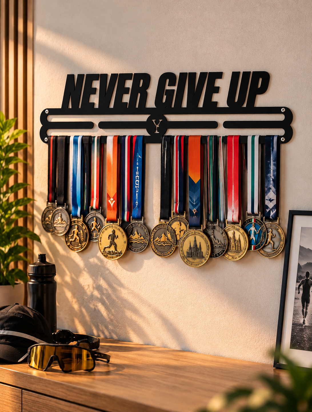 Porta Medaglie Never Give Up